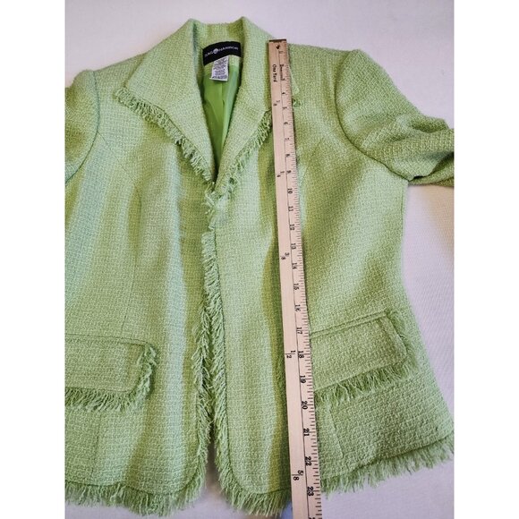 Sag Harbor Sz 8 Blazer Jacket Waffle Knit Fray Trim Pockets Chic Easter Pastel - Picture 7 of 12